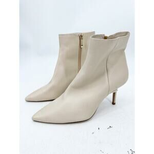 L’Agence Aimee Nude Cream Pointed Toe Stiletto Heel Zip Ankle Booties Size 40
